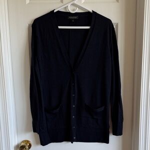 Banana Republic Navy V-Neck Button-Front Cardigan